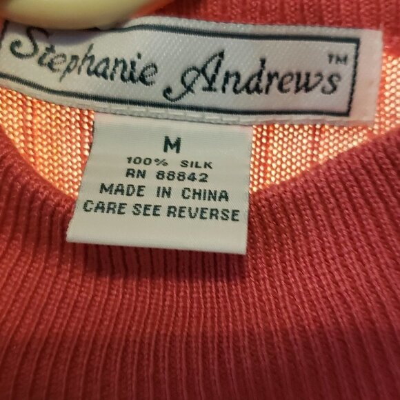 Ladies STEPHANIE ANDREWS Silk Ribbed Turtleneck Sweater in Salmon - M - Picture 5 of 5